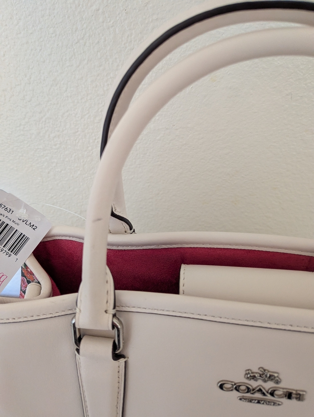Coach Floral Detail Satchel Chalk NWT - Picture 6 of 10